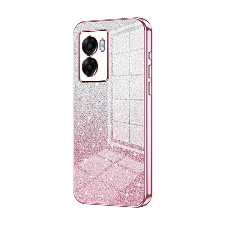 For OPPO A57 5G Gradient Glitter Powder Electroplated Phone Case(Pink) - OPPO Cases by PMC Jewellery | Online Shopping South Africa | PMC Jewellery | Buy Now Pay Later Mobicred