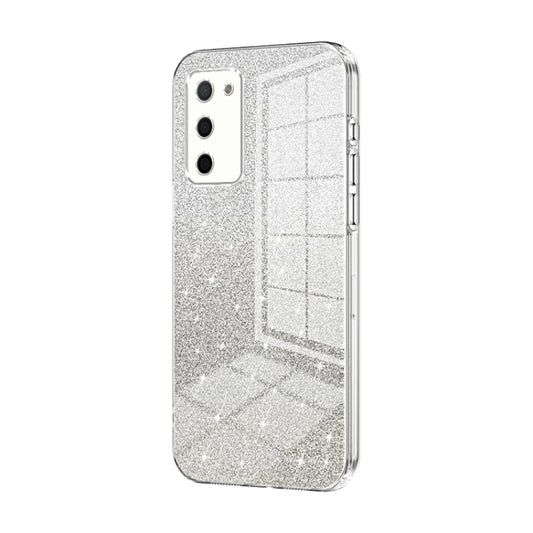 For OPPO A55 5G / A56 / A53s 5G Gradient Glitter Powder Electroplated Phone Case(Transparent) - OPPO Cases by PMC Jewellery | Online Shopping South Africa | PMC Jewellery | Buy Now Pay Later Mobicred