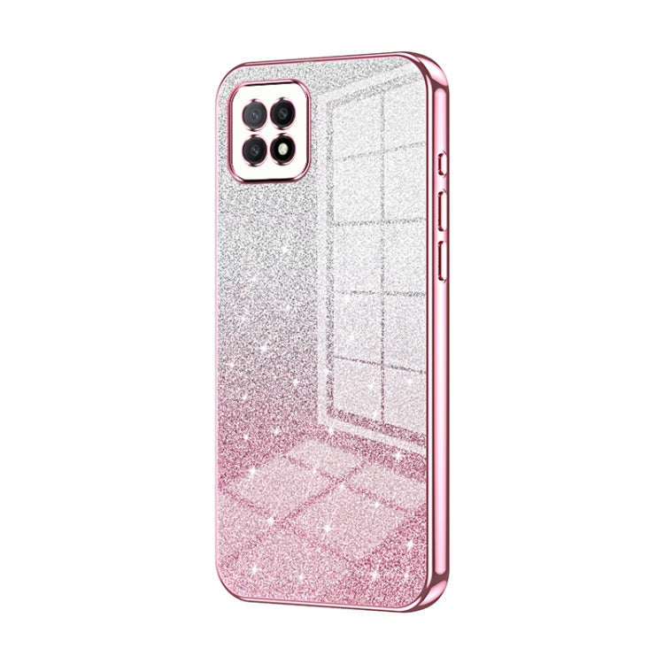 For OPPO A72 5G / A73 5G Gradient Glitter Powder Electroplated Phone Case(Pink) - OPPO Cases by PMC Jewellery | Online Shopping South Africa | PMC Jewellery | Buy Now Pay Later Mobicred