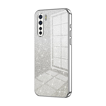 For OPPO A91 Gradient Glitter Powder Electroplated Phone Case(Silver) - OPPO Cases by PMC Jewellery | Online Shopping South Africa | PMC Jewellery | Buy Now Pay Later Mobicred