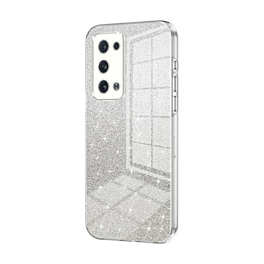 For OPPO Reno6 Pro+ Gradient Glitter Powder Electroplated Phone Case(Transparent) - OPPO Cases by PMC Jewellery | Online Shopping South Africa | PMC Jewellery | Buy Now Pay Later Mobicred