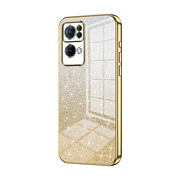 For OPPO Reno7 Pro Gradient Glitter Powder Electroplated Phone Case(Gold) - OPPO Cases by PMC Jewellery | Online Shopping South Africa | PMC Jewellery | Buy Now Pay Later Mobicred