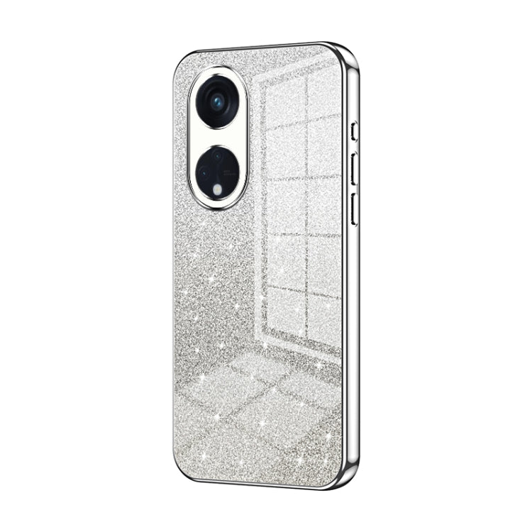 For OPPO Reno8 T 5G Gradient Glitter Powder Electroplated Phone Case(Silver) - OPPO Cases by PMC TechLife | Online Shopping South Africa | PMC TechLife | Buy Now Pay Later Mobicred