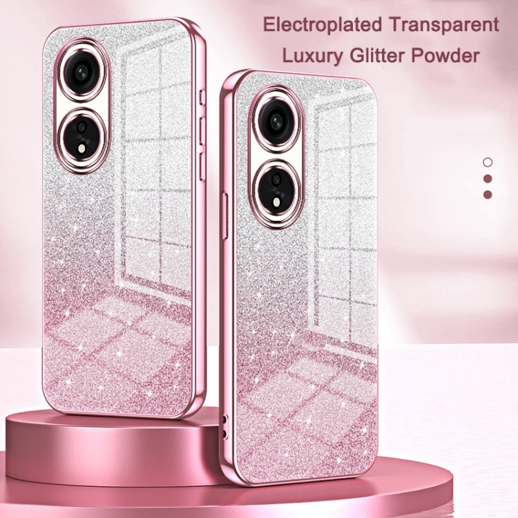 For OPPO Reno7 Pro Gradient Glitter Powder Electroplated Phone Case(Pink) - OPPO Cases by PMC Jewellery | Online Shopping South Africa | PMC Jewellery | Buy Now Pay Later Mobicred