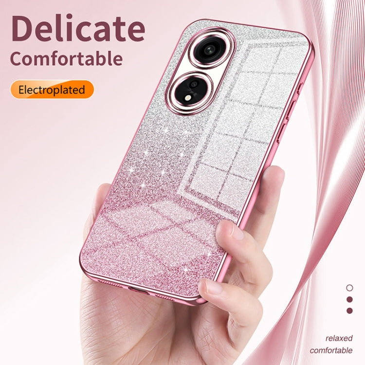 For OPPO Reno8 Gradient Glitter Powder Electroplated Phone Case(Pink) - OPPO Cases by PMC Jewellery | Online Shopping South Africa | PMC Jewellery | Buy Now Pay Later Mobicred