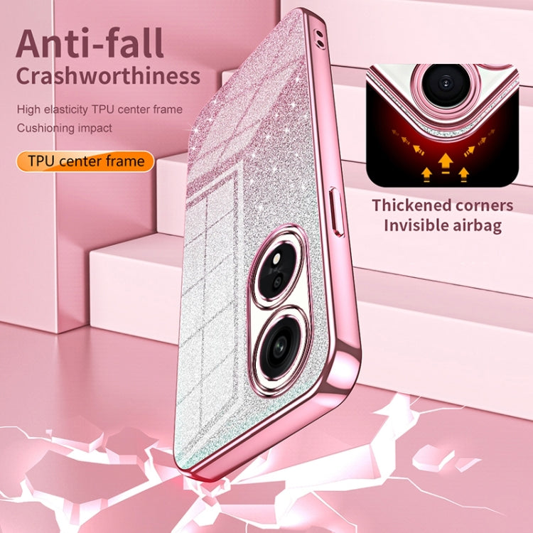 For OPPO A79 5G / A2 Gradient Glitter Powder Electroplated Phone Case(Transparent) - OPPO Cases by PMC TechLife | Online Shopping South Africa | PMC TechLife | Buy Now Pay Later Mobicred
