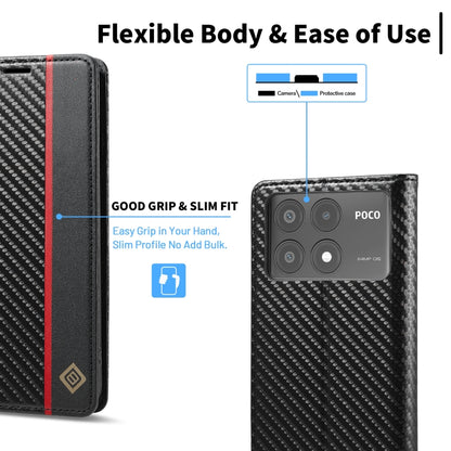 For Xiaomi Poco X6 Pro 5G LC.IMEEKE Carbon Fiber Texture Flip Leather Phone Case(Vertical Black) - Xiaomi Cases by LC.IMEEKE | Online Shopping South Africa | PMC Jewellery | Buy Now Pay Later Mobicred