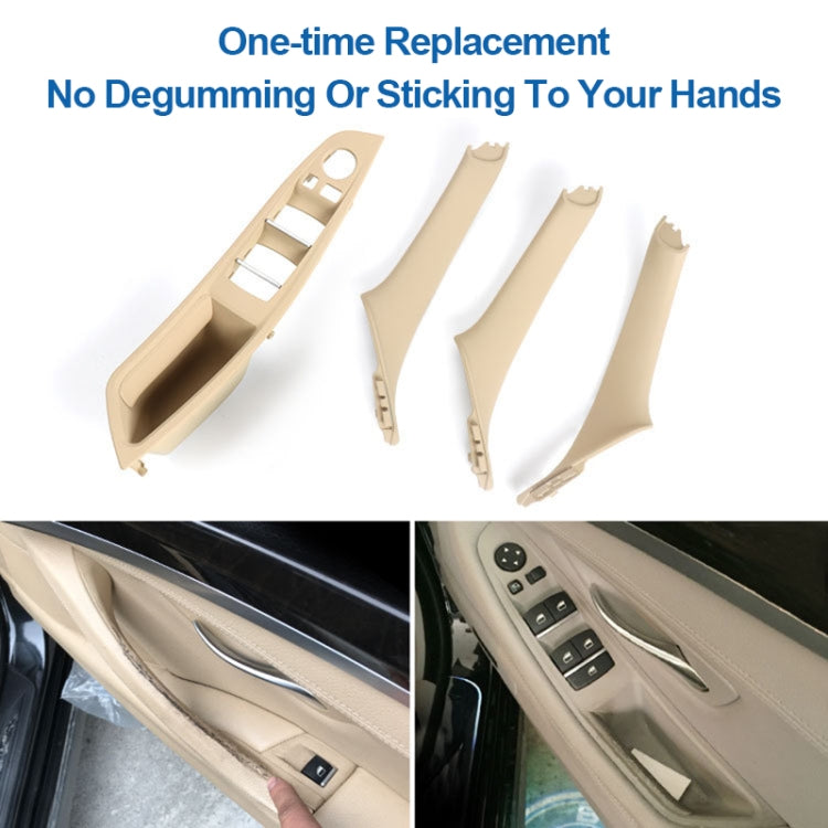 For BMW F10 / F18 5 Series 7pcs Car Inside Doors Handle Pull Trim Cover, Right Driving, 51417225874(Beige White) - Door Handles by PMC Jewellery | Online Shopping South Africa | PMC Jewellery