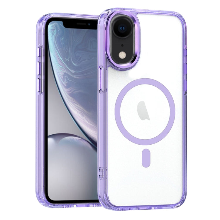 For iPhone XR MagSafe Magnetic Clear Phone Case(Purple) - More iPhone Cases by PMC TechLife | Online Shopping South Africa | PMC TechLife