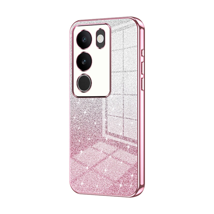 For vivo S17 / S17 Pro / S17t / V29 Gradient Glitter Powder Electroplated Phone Case(Pink) - vivo Cases by PMC Jewellery | Online Shopping South Africa | PMC Jewellery