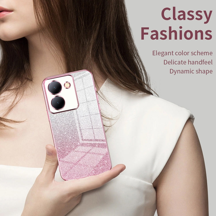 For vivo X100 Pro Gradient Glitter Powder Electroplated Phone Case(Transparent) - vivo Cases by imak | Online Shopping South Africa | PMC Jewellery | Buy Now Pay Later Mobicred