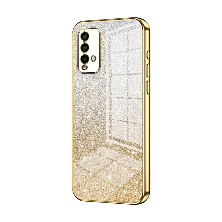 For Xiaomi Redmi Note 9 4G Gradient Glitter Powder Electroplated Phone Case(Gold) - Xiaomi Cases by PMC Jewellery | Online Shopping South Africa | PMC Jewellery | Buy Now Pay Later Mobicred