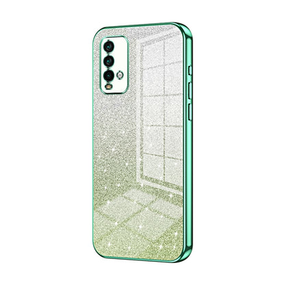 For Xiaomi Redmi Note 9 4G Gradient Glitter Powder Electroplated Phone Case(Green) - Xiaomi Cases by PMC Jewellery | Online Shopping South Africa | PMC Jewellery | Buy Now Pay Later Mobicred