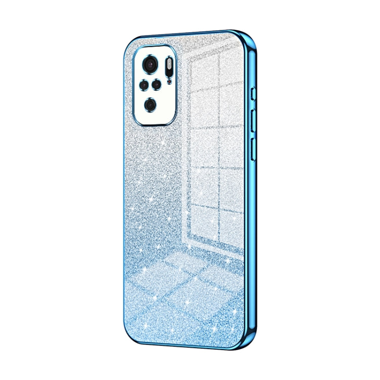 For Xiaomi Redmi Note 10/Note 10S Gradient Glitter Powder Electroplated Phone Case(Blue) - Xiaomi Cases by PMC Jewellery | Online Shopping South Africa | PMC Jewellery | Buy Now Pay Later Mobicred