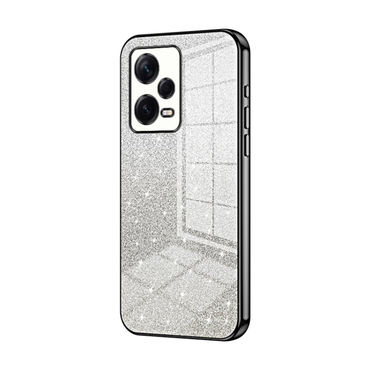 For Xiaomi Redmi Note 12 Pro+  Gradient Glitter Powder Electroplated Phone Case(Black) - Xiaomi Cases by PMC Jewellery | Online Shopping South Africa | PMC Jewellery | Buy Now Pay Later Mobicred