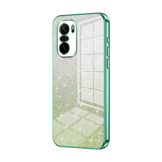 For Xiaomi Redmi K40 / K40 Pro / K40 Pro+ Gradient Glitter Powder Electroplated Phone Case(Green) - Xiaomi Cases by PMC Jewellery | Online Shopping South Africa | PMC Jewellery | Buy Now Pay Later Mobicred