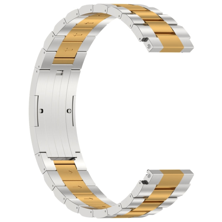 For Huawei Watch GT4 / GT3 / GT2 / GT 46mm Three Strains HW Buckle Metal Watch Band(Silver Gold) - Watch Bands by PMC Jewellery | Online Shopping South Africa | PMC Jewellery