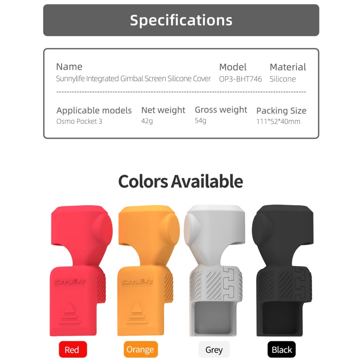For DJI Osmo Pocket 3 Sunnylife OP3-BHT746 Silicone Protective Case(Orange) - Case & Bags by Sunnylife | Online Shopping South Africa | PMC TechLife | Buy Now Pay Later Mobicred