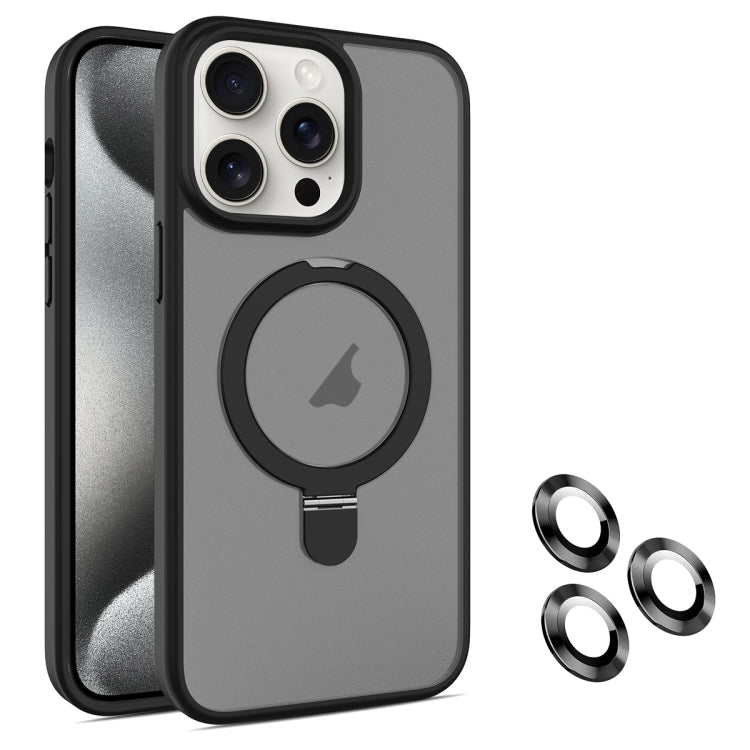 For iPhone 15 Pro Max MagSafe Magnetic Holder Phone Case(Black) - iPhone 15 Pro Max Cases by PMC Jewellery | Online Shopping South Africa | PMC Jewellery | Buy Now Pay Later Mobicred