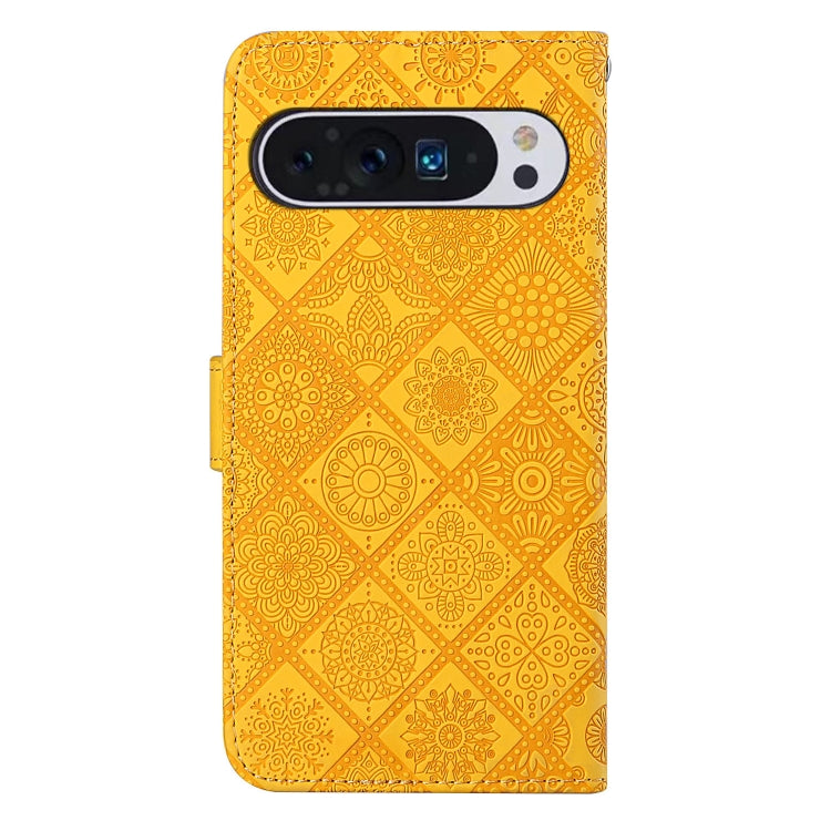 For Google Pixel 9 / 9 Pro Ethnic Style Embossed Pattern Leather Phone Case(Yellow) - Google Cases by PMC Jewellery | Online Shopping South Africa | PMC Jewellery | Buy Now Pay Later Mobicred