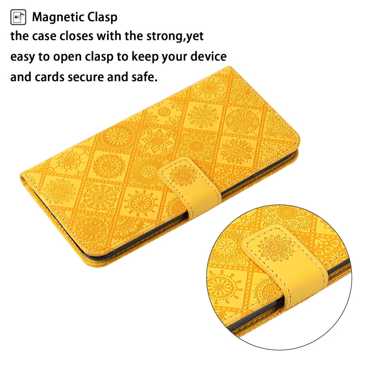 For Google Pixel 9 / 9 Pro Ethnic Style Embossed Pattern Leather Phone Case(Yellow) - Google Cases by PMC Jewellery | Online Shopping South Africa | PMC Jewellery | Buy Now Pay Later Mobicred