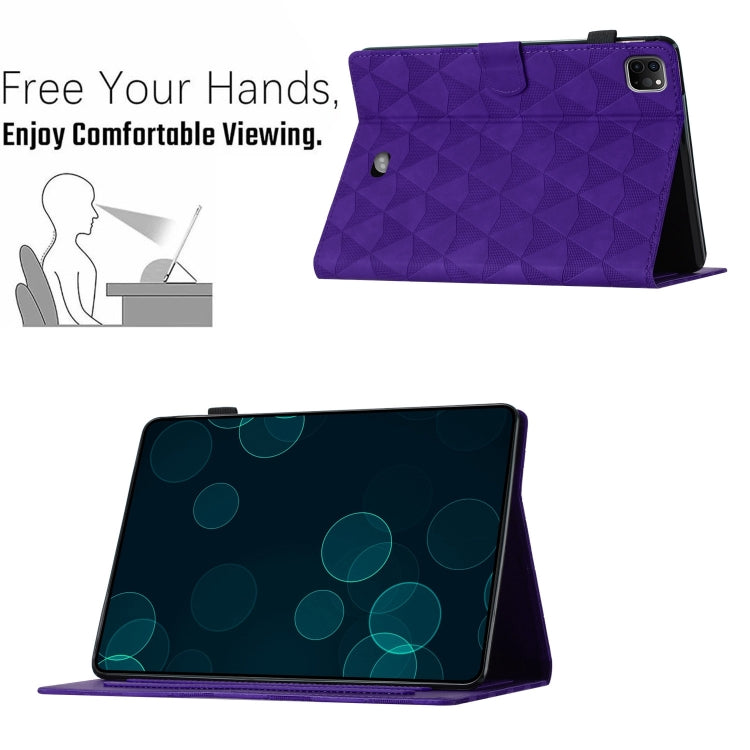 For iPad Pro 11 2024 Diamond Texture Embossed Leather Smart Tablet Case(Purple) - iPad Pro 11 2024 Cases by PMC Jewellery | Online Shopping South Africa | PMC Jewellery | Buy Now Pay Later Mobicred