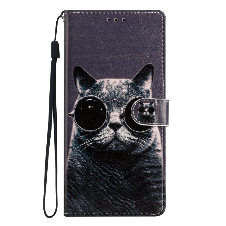 For Blackview A53 Pro Colored Drawing Leather Phone Case(Sunglasses Cat) - More Brand by PMC TechLife | Online Shopping South Africa | PMC TechLife | Buy Now Pay Later Mobicred