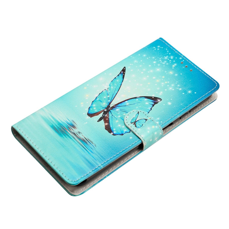 For ZTE Blade A73 5G Colored Drawing Leather Phone Case(Blue Butterfly) - ZTE Cases by PMC Jewellery | Online Shopping South Africa | PMC Jewellery | Buy Now Pay Later Mobicred