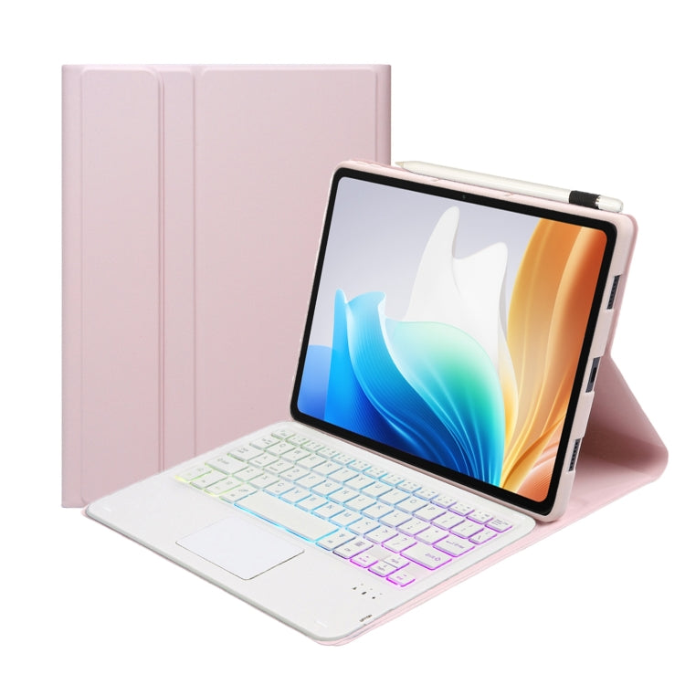 For OPPO Pad Air2 11.4 inch OP14-AS TPU Ultra-thin Detachable Backlight Bluetooth Keyboard Leather Case with Touchpad(Pink) - Others Keyboard by PMC Jewellery | Online Shopping South Africa | PMC Jewellery