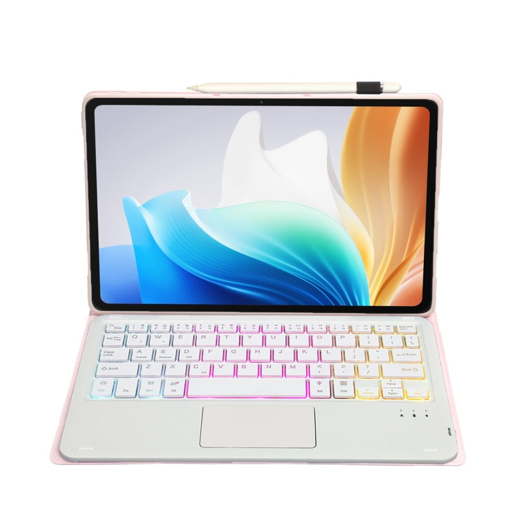 For OPPO Pad Air2 11.4 inch OP14-AS TPU Ultra-thin Detachable Backlight Bluetooth Keyboard Leather Case with Touchpad(Pink) - Others Keyboard by PMC Jewellery | Online Shopping South Africa | PMC Jewellery