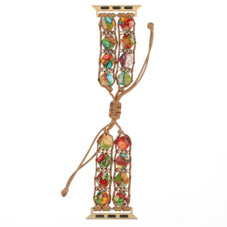For Apple Watch Series 6 44mm Hexagonal Stones Drawstring Chain Watch Band(Colorful) - Watch Bands by PMC TechLife | Online Shopping South Africa | PMC TechLife