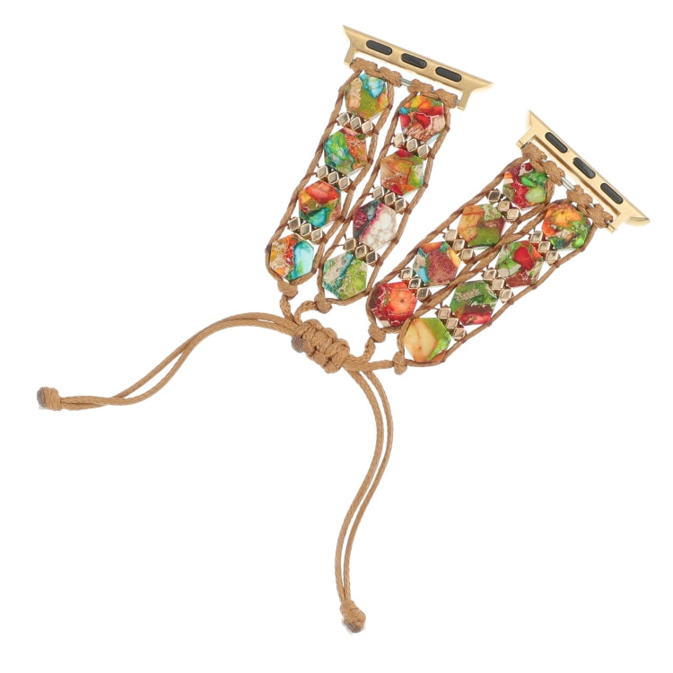 For Apple Watch Series 4 44mm Hexagonal Stones Drawstring Chain Watch Band(Colorful) - Watch Bands by PMC TechLife | Online Shopping South Africa | PMC TechLife