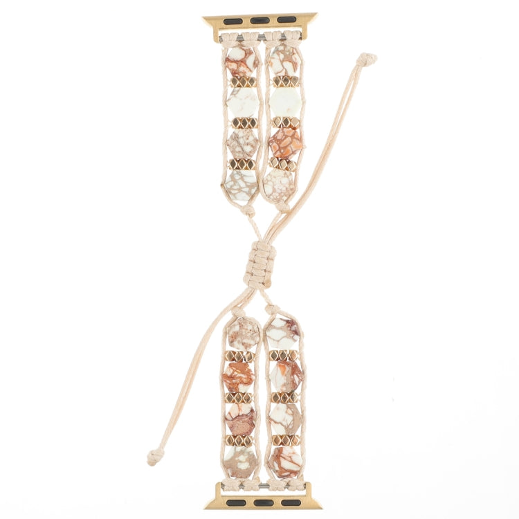 For Apple Watch Series 2 42mm Hexagonal Stones Drawstring Chain Watch Band(Beige) - free shipping - PMC TechLife - Order now!