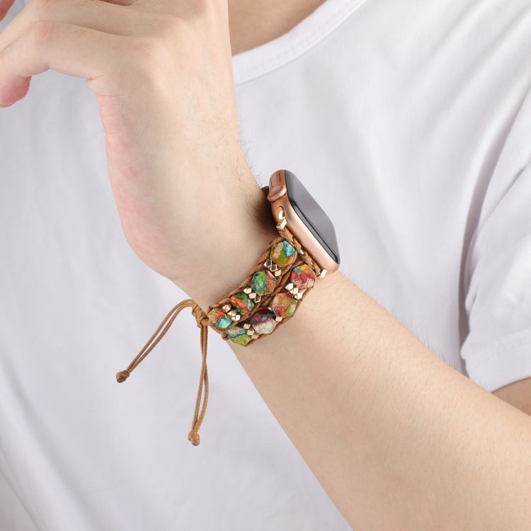 For Apple Watch Series 2 38mm Hexagonal Stones Drawstring Chain Watch Band(Colorful) - Watch Bands by PMC TechLife | Online Shopping South Africa | PMC TechLife