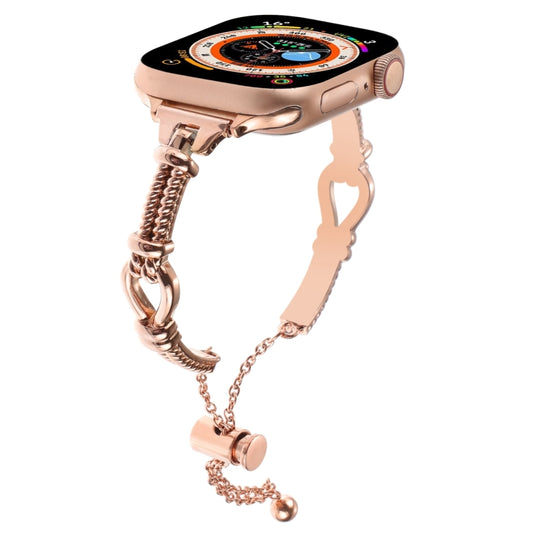 For Apple Watch Series 8 45mm Twist Metal Bracelet Chain Watch Band(Rose Gold) - Watch Bands by PMC Jewellery | Online Shopping South Africa | PMC Jewellery