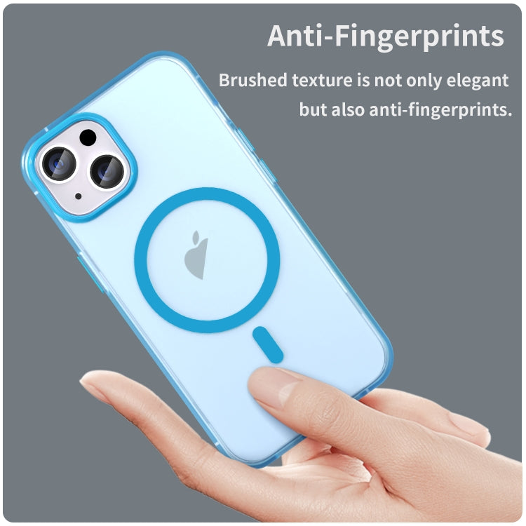 For iPhone 14 Plus MagSafe Frosted Translucent TPU + PC Full Coverage Phone Case(Blue) - iPhone 14 Plus Cases by PMC Jewellery | Online Shopping South Africa | PMC Jewellery