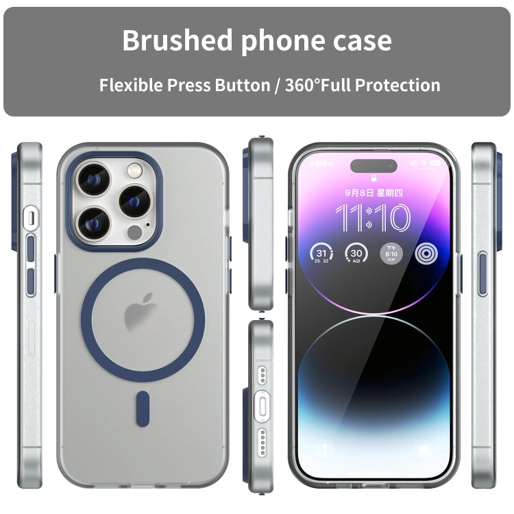 For iPhone 15 Pro MagSafe Frosted Translucent TPU + PC Full Coverage Phone Case(Dark Blue) - iPhone 15 Pro Cases by PMC Jewellery | Online Shopping South Africa | PMC Jewellery | Buy Now Pay Later Mobicred