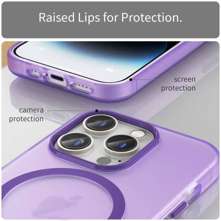 For iPhone 15 Pro MagSafe Frosted Translucent TPU + PC Full Coverage Phone Case(Dark Purple) - iPhone 15 Pro Cases by PMC Jewellery | Online Shopping South Africa | PMC Jewellery | Buy Now Pay Later Mobicred