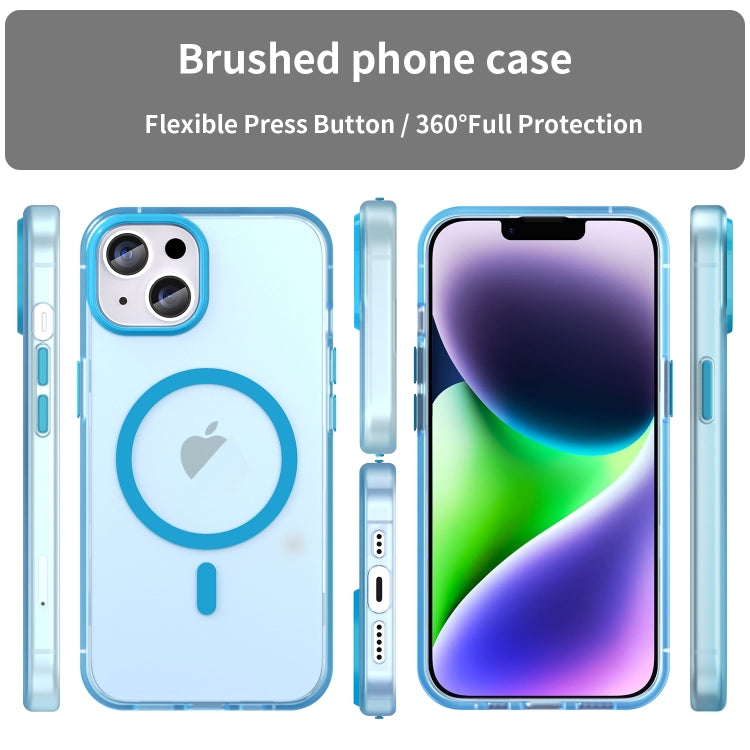 For iPhone 16 MagSafe Frosted Translucent TPU + PC Full Coverage Phone Case(Blue) - iPhone 16 Cases by PMC Jewellery | Online Shopping South Africa | PMC Jewellery | Buy Now Pay Later Mobicred