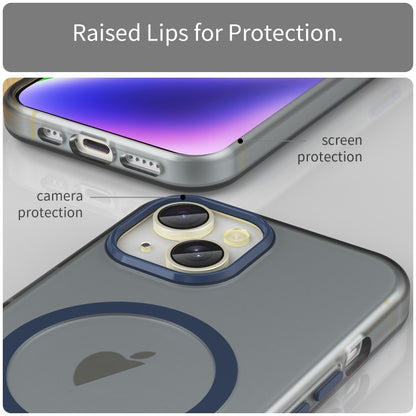 For iPhone 16 Plus MagSafe Frosted Translucent TPU + PC Full Coverage Phone Case(Dark Blue) - iPhone 16 Plus Cases by PMC Jewellery | Online Shopping South Africa | PMC Jewellery | Buy Now Pay Later Mobicred