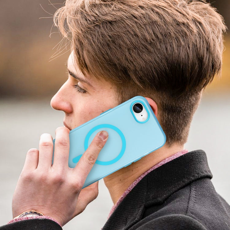 For iPhone 16e MagSafe Frosted Translucent TPU + PC Full Coverage Phone Case(Blue) - iPhone 16e Cases by PMC TechLife | Online Shopping South Africa | PMC TechLife | Buy Now Pay Later Mobicred