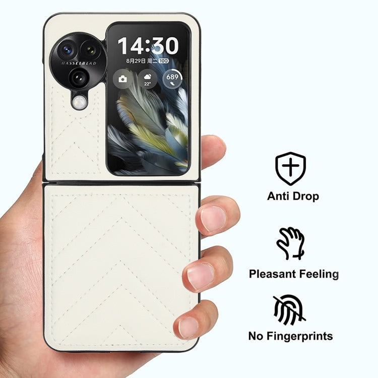 For OPPO Find N3 Flip V-shaped Folding Phone Case(White) - Find N3 Flip Cases by PMC TechLife | Online Shopping South Africa | PMC TechLife | Buy Now Pay Later Mobicred