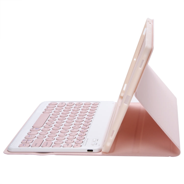 For Samsung Galaxy Tab S9 FE Candy Color TPU Round Keycap Bluetooth Keyboard Leather Case with Pen Slot(Pink) - Samsung Keyboard by PMC Jewellery | Online Shopping South Africa | PMC Jewellery