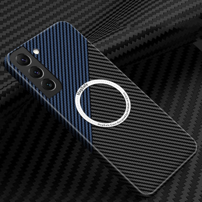 For Samsung Galaxy S25+ 5G Carbon Fiber Texture MagSafe Magnetic Phone Case(Black Blue) - Galaxy S25+ 5G Cases by PMC Jewellery | Online Shopping South Africa | PMC Jewellery | Buy Now Pay Later Mobicred