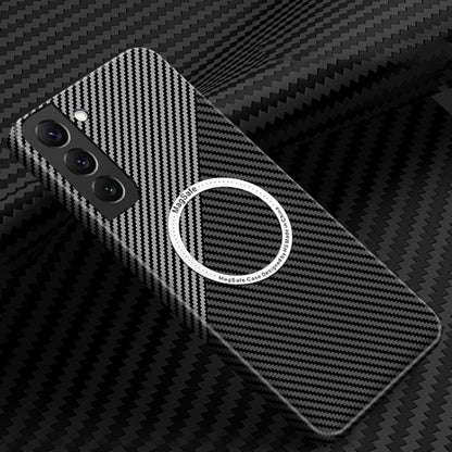 For Samsung Galaxy S25 5G Carbon Fiber Texture MagSafe Magnetic Phone Case(Black Silver) - Galaxy S25 5G Cases by PMC Jewellery | Online Shopping South Africa | PMC Jewellery | Buy Now Pay Later Mobicred