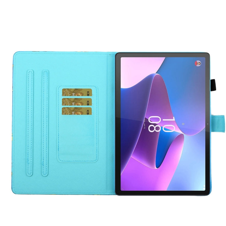 For Lenovo Tab P12 2023 / TB370FU Coloured Drawing Stitching Smart Leather Tablet Case(Blue White Cat) - Lenovo by PMC TechLife | Online Shopping South Africa | PMC TechLife | Buy Now Pay Later Mobicred