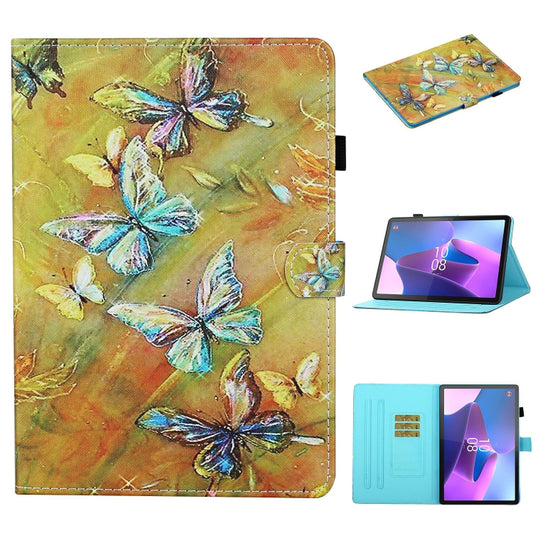 For Lenovo Tab P12 2023 / TB370FU Coloured Drawing Stitching Smart Leather Tablet Case(Butterfly) - Lenovo by PMC Jewellery | Online Shopping South Africa | PMC Jewellery | Buy Now Pay Later Mobicred