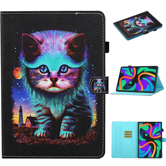 For Lenovo Tab M11/ Xiaoxin Pad 11 2024 Coloured Drawing Stitching Smart Leather Tablet Case(Night Cat) - Lenovo by PMC Jewellery | Online Shopping South Africa | PMC Jewellery | Buy Now Pay Later Mobicred