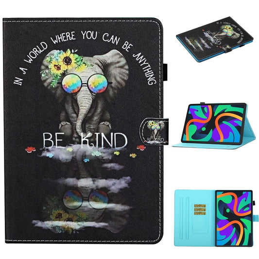 For Lenovo Tab M11/ Xiaoxin Pad 11 2024 Coloured Drawing Stitching Smart Leather Tablet Case(Glasses Elephant) - Lenovo by PMC Jewellery | Online Shopping South Africa | PMC Jewellery | Buy Now Pay Later Mobicred