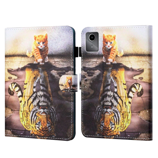 For Lenovo Tab M11/ Xiaoxin Pad 11 2024 Coloured Drawing Stitching Smart Leather Tablet Case(Cat and Tiger) - Lenovo by PMC Jewellery | Online Shopping South Africa | PMC Jewellery | Buy Now Pay Later Mobicred